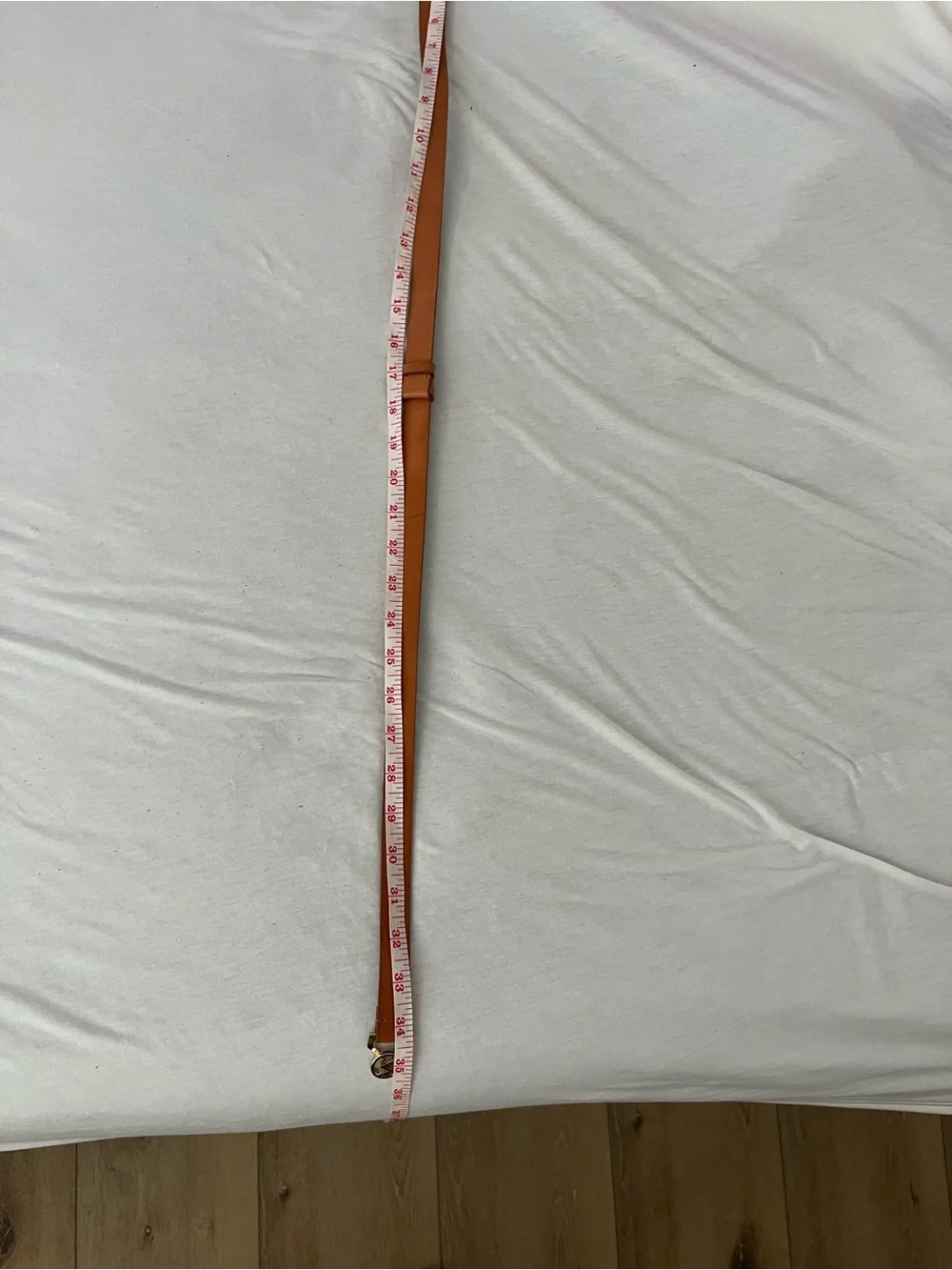 Michael Kors Tan Genuine Leather Belt with Gold MK Logo Buckle